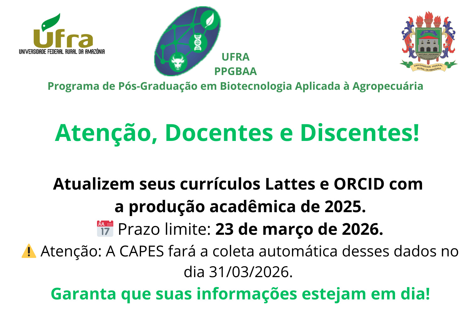 Atualização do currículo Lattes e Perfil ORCID